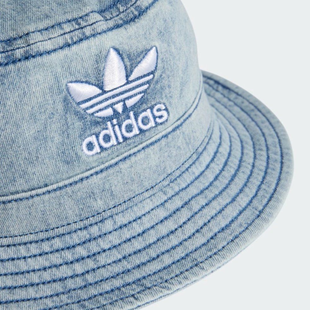 🆕️Adidas denim trefoil Women's stonewashed classic Logo Bucket Hat OS - Picture 5 of 16